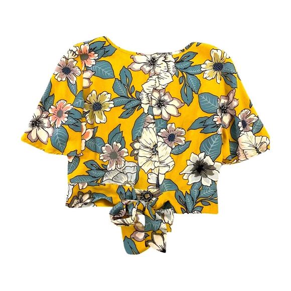 ANTHROPOLOGIE inspired COZY CASUAL Crepe Floral Open Back Crop top - Picture 1 of 10